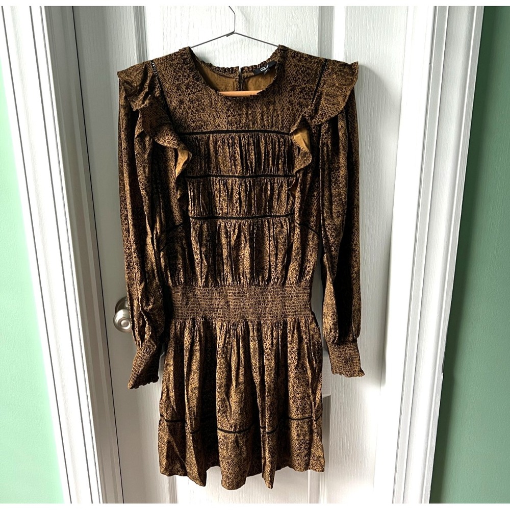 Rails Womens Dress Faren Sepia Python Print Smocked Waist Festival Size M NWOT